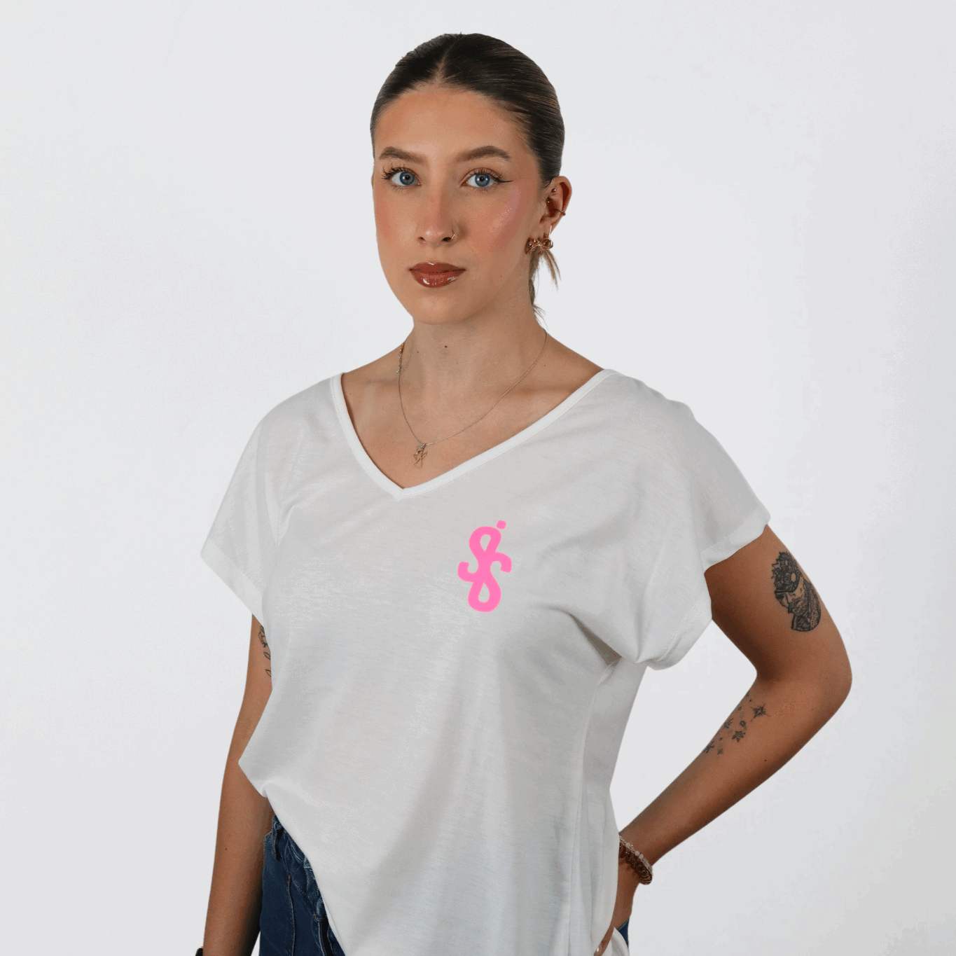 SIS PureGlow – T-shirt Blanc Logo Rose