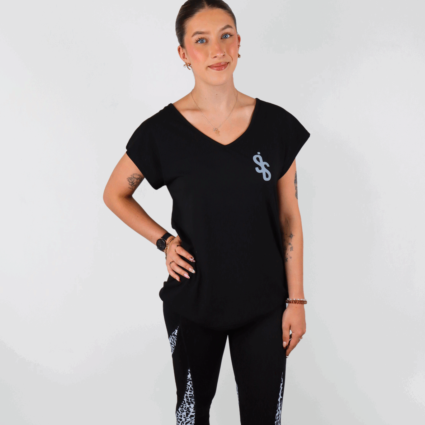 SIS WildLine – Legging Noir & Léopard