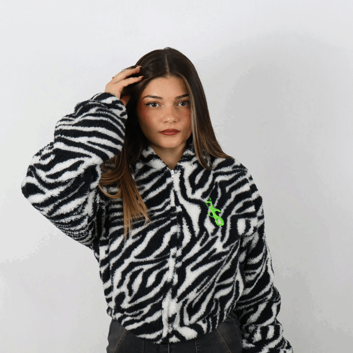 SIS WildHood – Polaire Zèbre à Capuche
