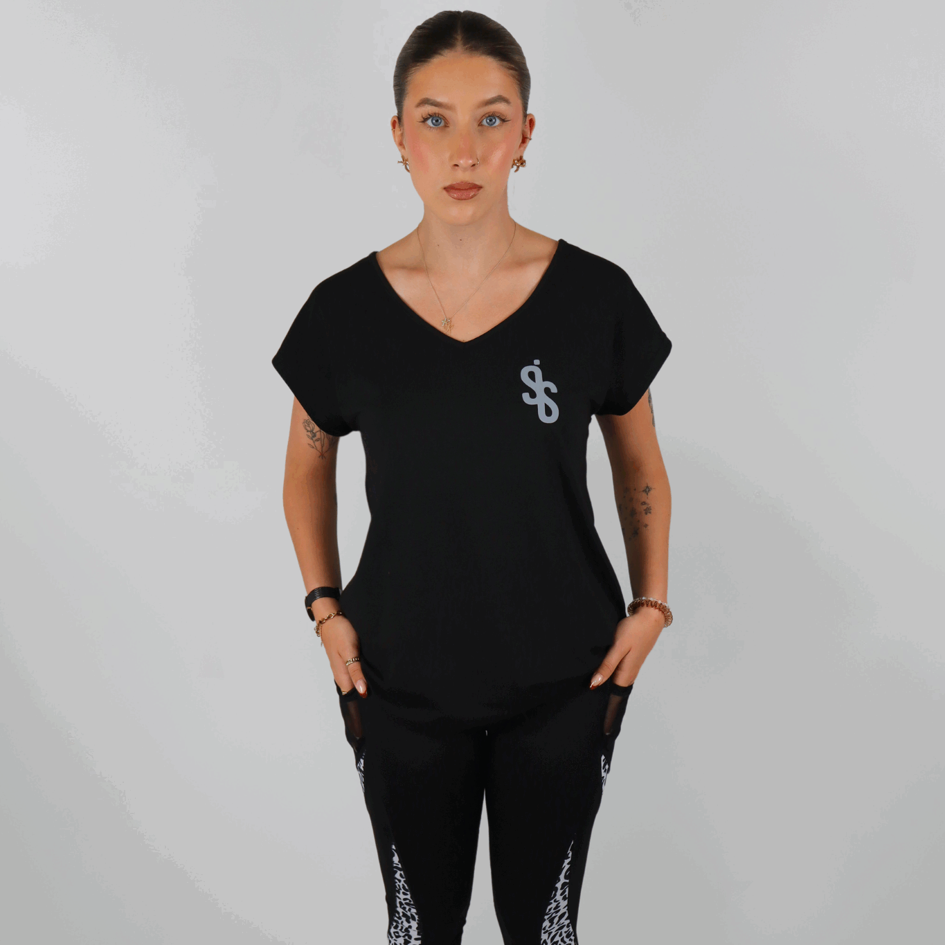 SIS WildLine – Legging Noir & Léopard