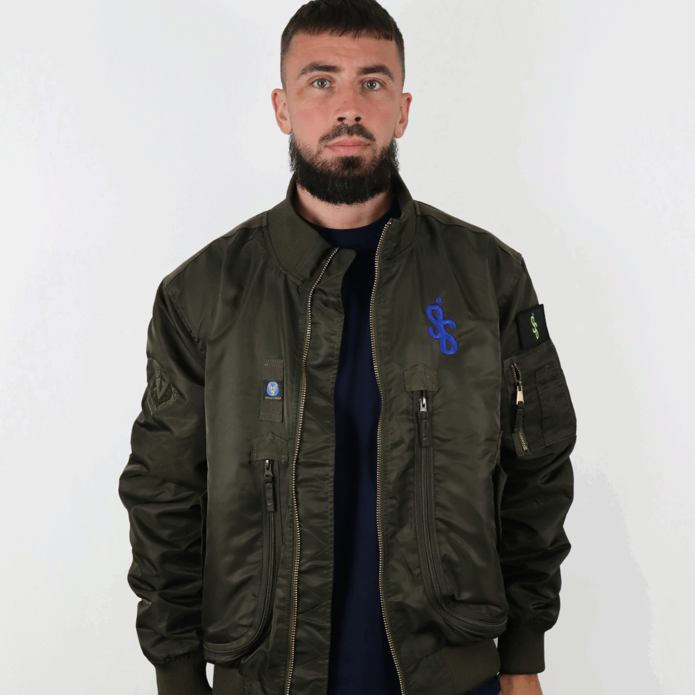 SIS NightRider – Bomber Vert Foncé Brodé