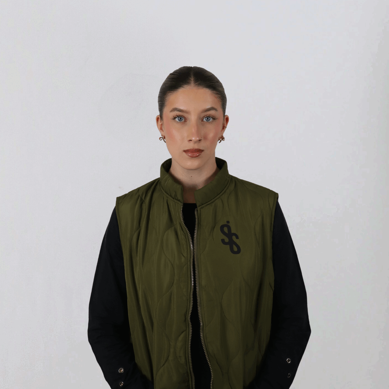 SIS GreenNest – Doudoune Longue Sans Manche Verte