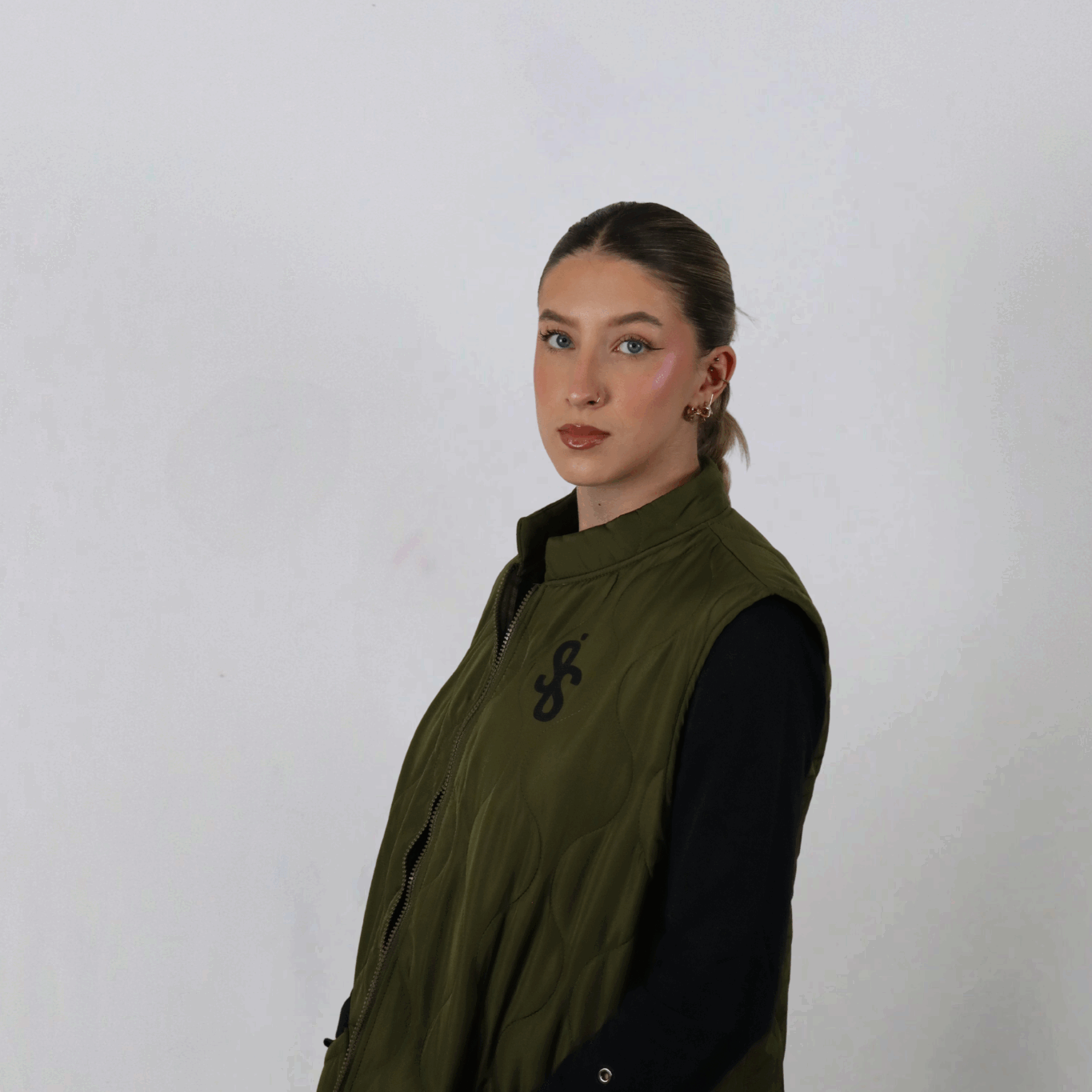 SIS GreenNest – Doudoune Longue Sans Manche Verte