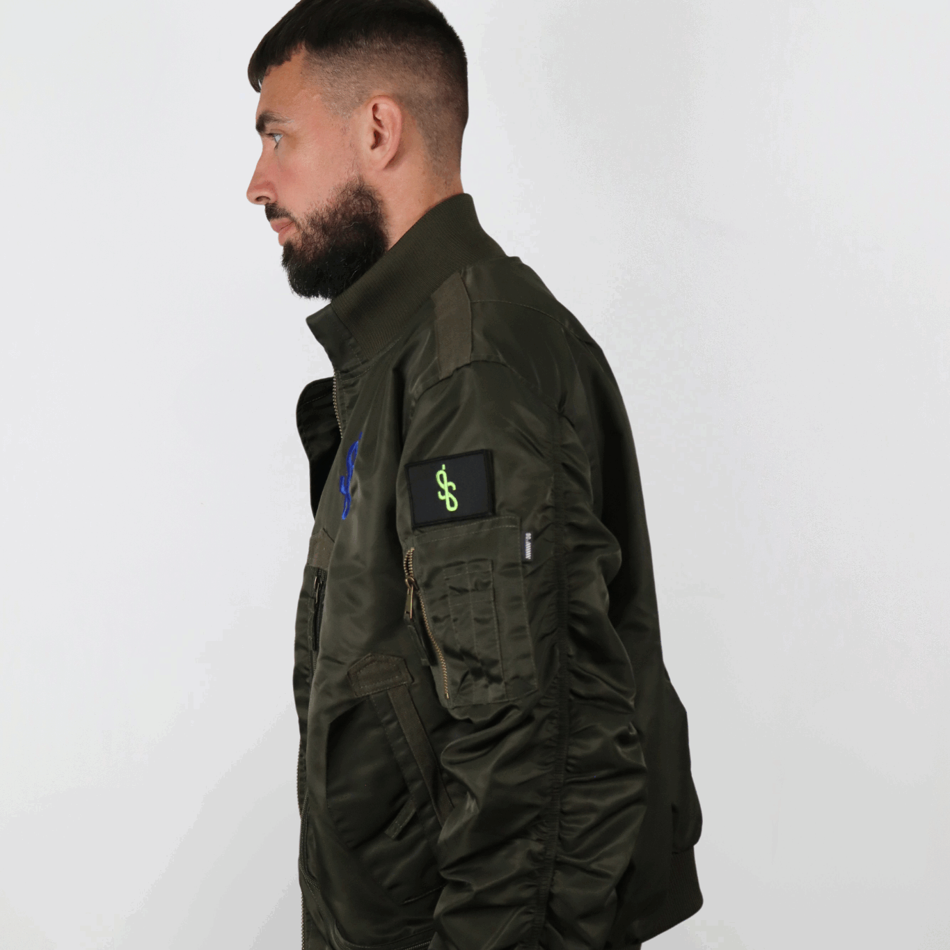 SIS NightRider – Bomber Vert Foncé Brodé