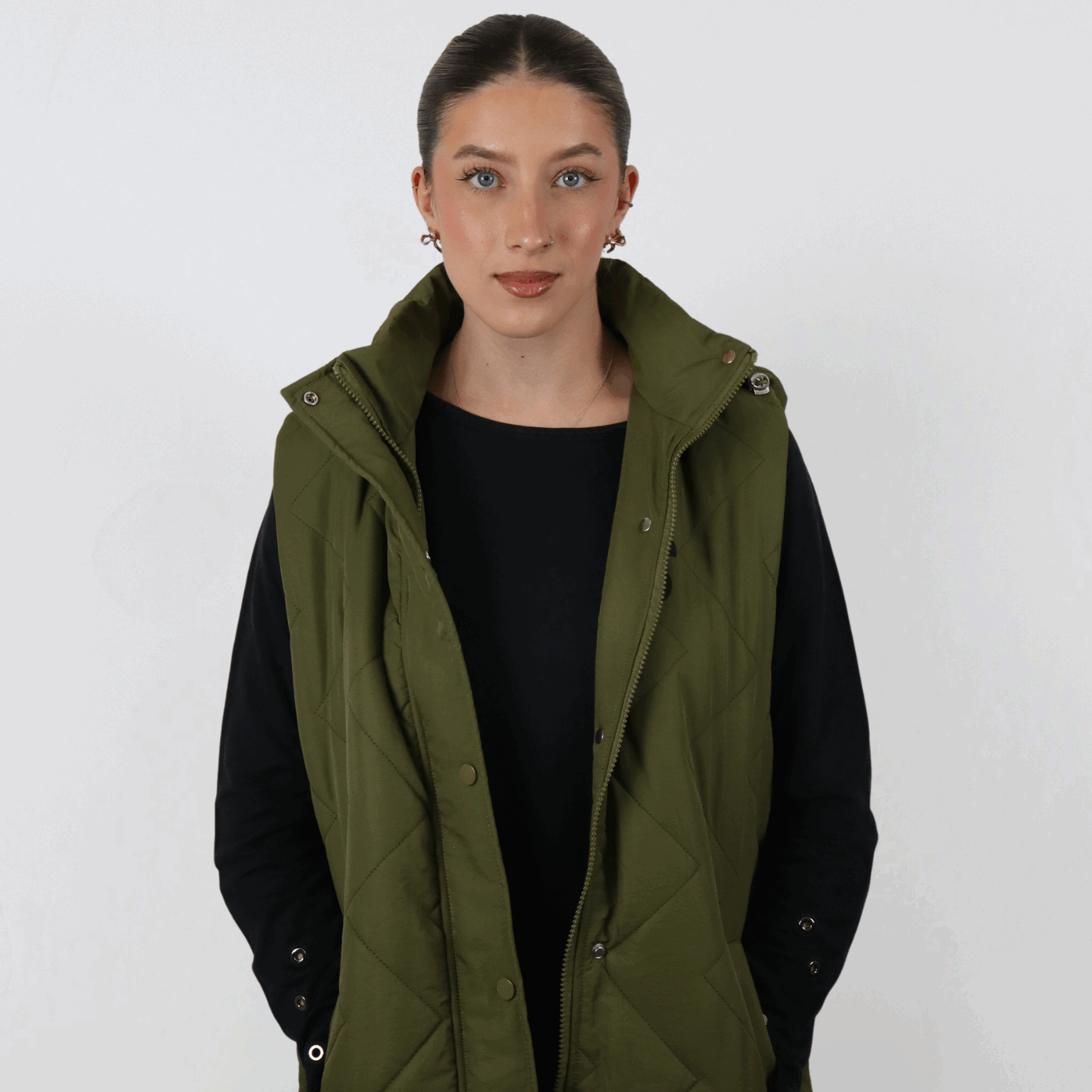 SIS UrbanLeaf – Veste Longue Sans Manche Vert Kaki